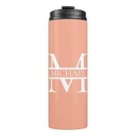 Personalisiertes Eleganpeach Monogram und Name Thermosbecher