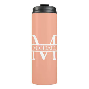 Personalisiertes Eleganpeach Monogram und Name Thermosbecher