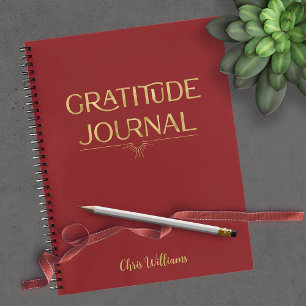 Personalisiertes Elegant Dark Red Gratitude Notebo Notizbuch