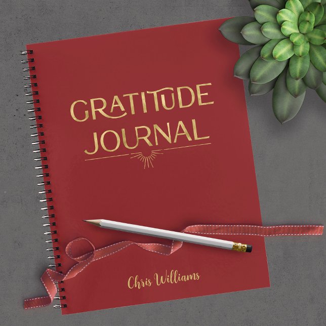 Personalisiertes Elegant Dark Red Gratitude Notebo Notizbuch (Von Creator hochgeladen)