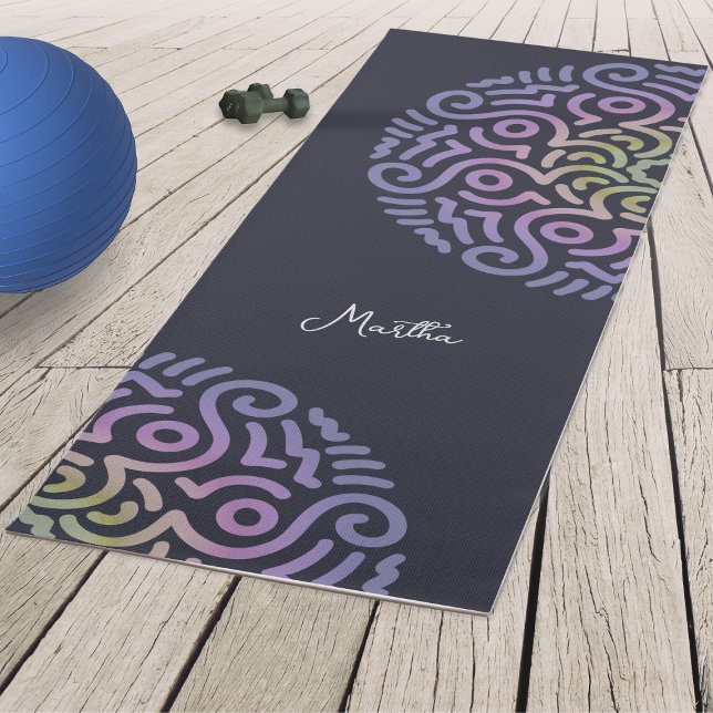 Personalisiertes Elegant Gradient Mandala Navy Bla Yogamatte (Roll out our Mandala Yoga Mat and create balance, strength, and serenity in every pose.)