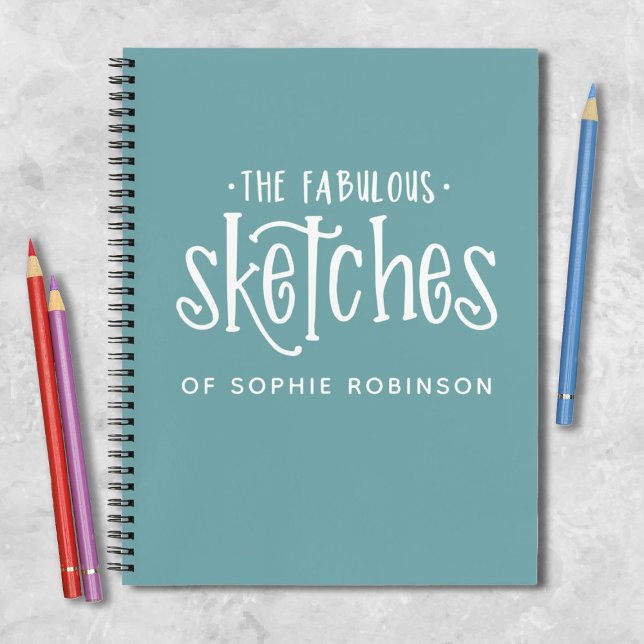 Personalisiertes elegantes Aquamarines Sketchbook Notizbuch (A fun personalized sketchbook makes a great gift for an artist.)