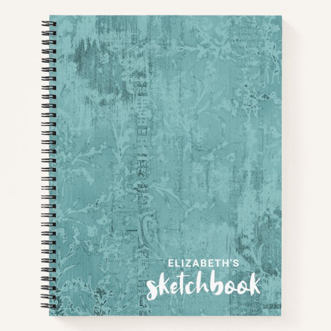 Personalisiertes elegantes Aquamarines Sketchbook  Notizbuch (Vorderseite)