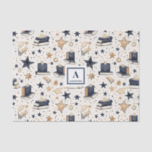 Personalisiertes elegantes Blue & Gold Stars Muste Seidenpapier