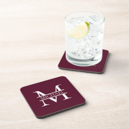 Personalisiertes elegantes Burgundy Monogramm und  Getränkeuntersetzer