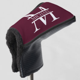 Personalisiertes elegantes Burgundy Monogramm und  Golf Headcover