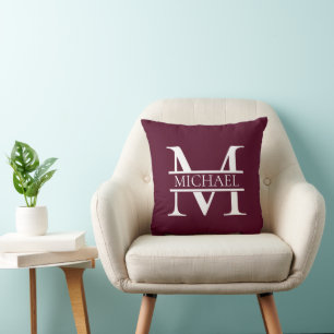 Personalisiertes elegantes Burgundy Monogramm und  Kissen