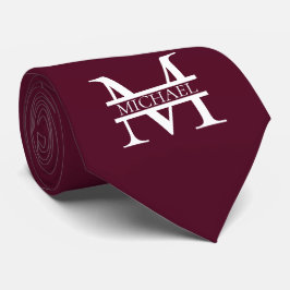 Personalisiertes elegantes Burgundy Monogramm und  Krawatte