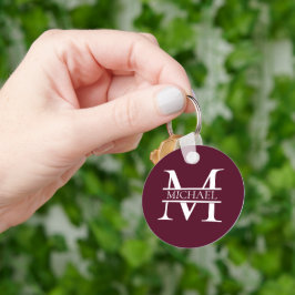 Personalisiertes elegantes Burgundy Monogramm und  Schlüsselanhänger