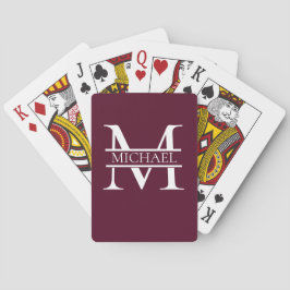 Personalisiertes elegantes Burgundy Monogramm und  Spielkarten