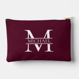 Personalisiertes elegantes Burgundy Monogramm und  Zubehörtasche