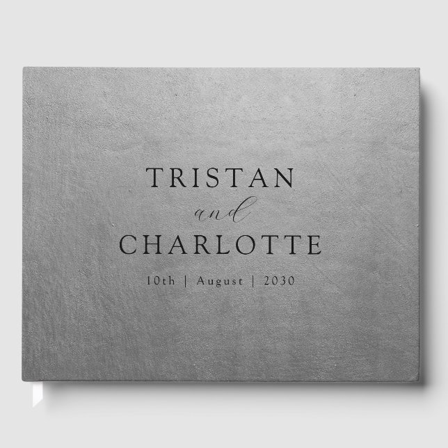 Personalisiertes Elegantes Chic Silver Gästebuch (Vorderseite)