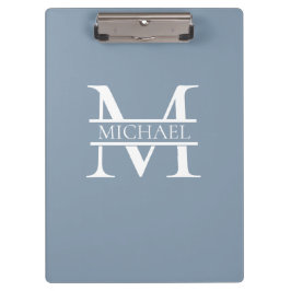Personalisiertes elegantes Dusty Blue Monogram und Klemmbrett