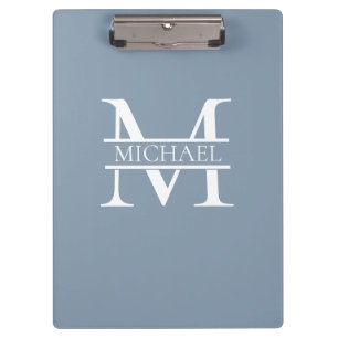 Personalisiertes elegantes Dusty Blue Monogram und Klemmbrett