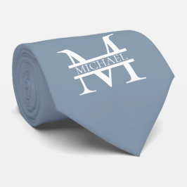 Personalisiertes elegantes Dusty Blue Monogram und Krawatte
