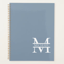Personalisiertes elegantes Dusty Blue Monogram und Planer