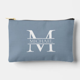 Personalisiertes elegantes Dusty Blue Monogram und Zubehörtasche