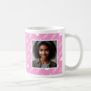 Personalisiertes elegantes Foto Zeitungsstil Rosa Kaffeetasse