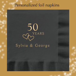 Personalisiertes Elegantes Gold 50. Hochzeitstag Servietten Mit Folie