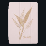 Personalisiertes Elegantes Gold Botanische Linie R iPad Pro Cover<br><div class="desc">Dieses zarte botanische Design zeichnet sich durch fein gezeichnet goldene Blätter vor einem weichen, rot-rosa Hintergrund aus und schafft eine raffinierte und zeitlose Ästhetik. Inspiriert durch die Eleganz der Natur und die minimalistische Linienkunst, ist dieses Design perfekt für diejenigen, die raffinierte Einfachheit mit einer Touch von Luxus schätzen. Die dezente,...</div>