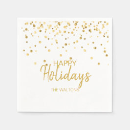 Personalisiertes Elegantes Gold Confetti Happy Hol Serviette