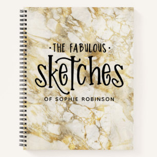 Personalisiertes elegantes Gold-Marmor-Sketchbook Notizbuch