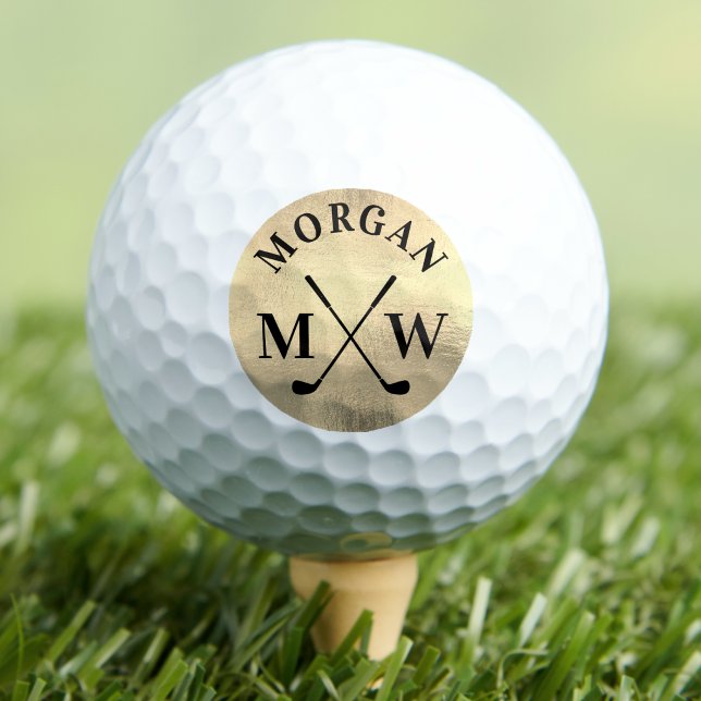 Personalisiertes Elegantes Gold-Monogramm Golfball (Personalized Elegant Gold Monogram Golf Balls )