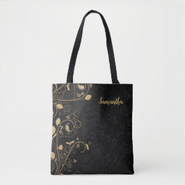 Personalisiertes Elegantes Gold Schwarze Flora