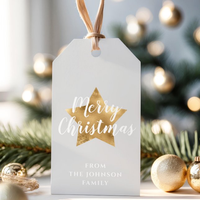 Personalisiertes Elegantes Gold Star Weihnachten Geschenkanhänger (Personalized Elegant Gold Star Christmas Gift Tags)