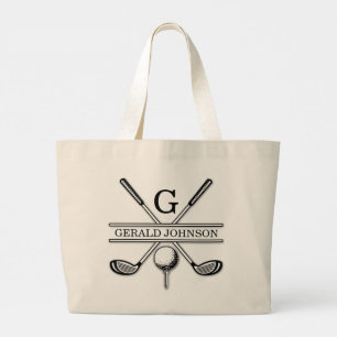 Personalisiertes elegantes Golf Monogram Design Jumbo Stoffbeutel