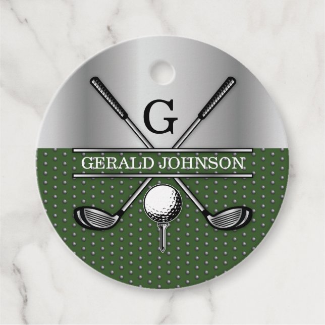 Personalisiertes elegantes Golf Monogram Logo Geschenkanhänger (Vorderseite)