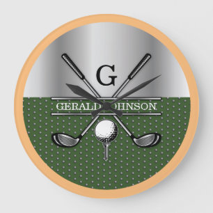 Personalisiertes elegantes Golf Monogram Logo Große Wanduhr
