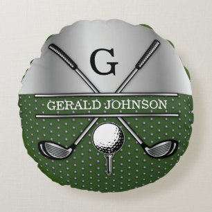 Personalisiertes elegantes Golf Monogram Logo Rundes Kissen