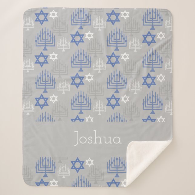 Personalisiertes elegantes Hanukkah Urlaubsmuster Sherpadecke (Vorderseite)