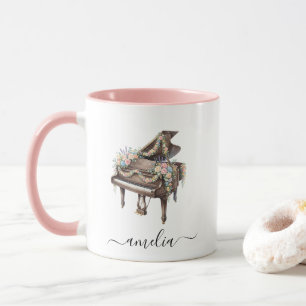 Personalisiertes elegantes Konzertflügel mit Blume Tasse