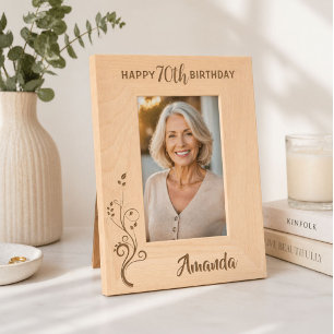 Personalisiertes Elegantes Laub 80. Geburtstag Geätzte Rahmen