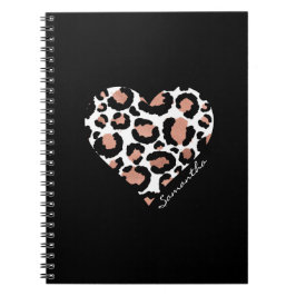 Personalisiertes elegantes Leopard-Musterherz Notizblock