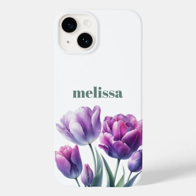 Personalisiertes elegantes lila Monogramm Case-Mate iPhone Hülle (Rückseite)