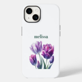 Personalisiertes Elegantes lila Monogramm iPhone 14 Hülle