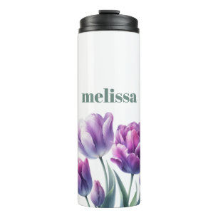 Personalisiertes elegantes lila Monogramm Thermosbecher