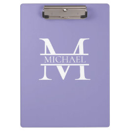 Personalisiertes elegantes Lila Monogramm und Name Klemmbrett