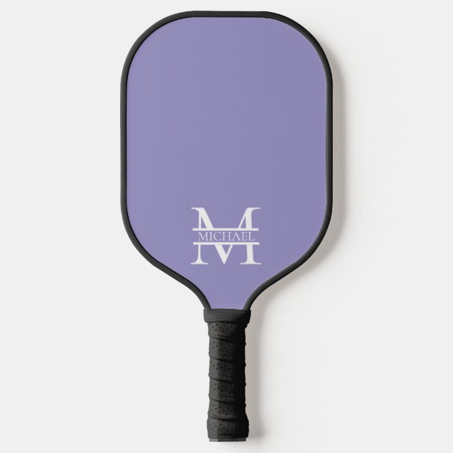 Personalisiertes elegantes Lila Monogramm und Name Pickleball Schläger (Vorderseite)