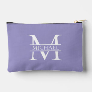 Personalisiertes elegantes Lila Monogramm und Name Zubehörtasche