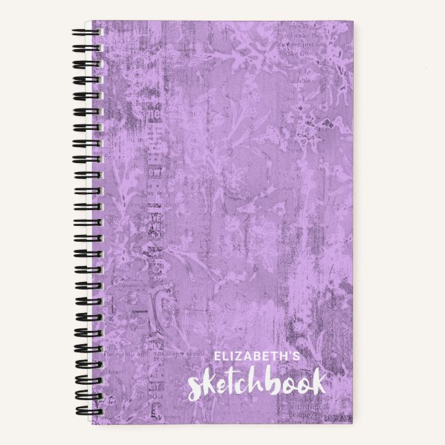 Personalisiertes elegantes Lila Sketchbook - Ihr N Notizbuch (Vorderseite)