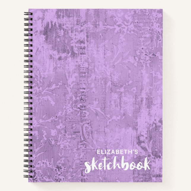 Personalisiertes elegantes Lila Sketchbook - Ihr N Notizbuch (Vorderseite)
