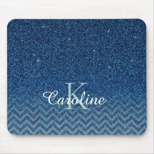 Personalisiertes elegantes Monogramm eines blauen  Mousepad