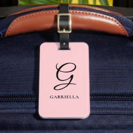 Personalisiertes elegantes Monogramm Rosa Rosa Gepäckanhänger