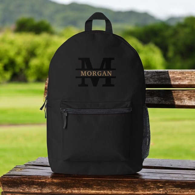 Personalisiertes elegantes Monogramm und Name Bedruckter Rucksack (Von Creator hochgeladen)