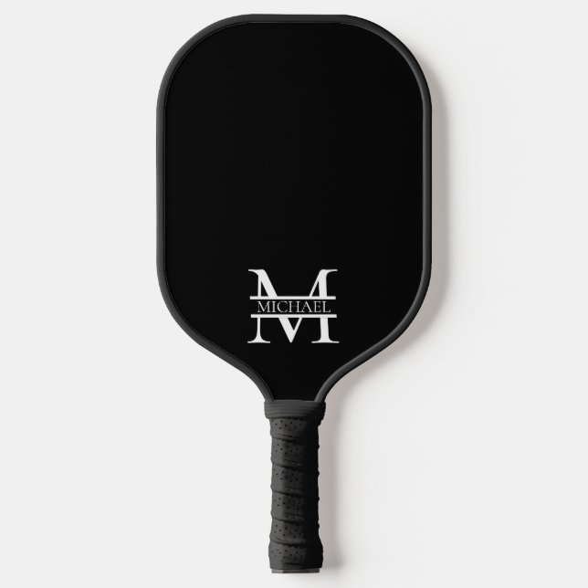 Personalisiertes elegantes Monogramm und Name Pickleball Schläger (Vorderseite)