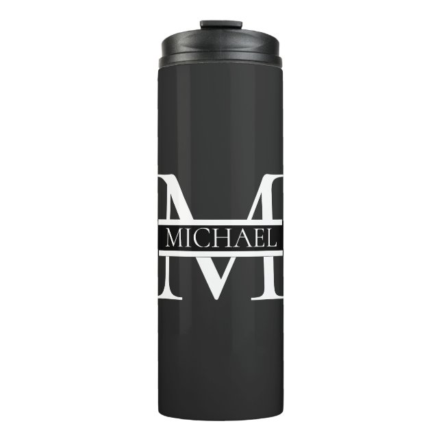 Personalisiertes elegantes Monogramm und Name Thermosbecher (Vorderseite)